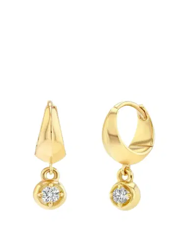 Lizzie Mandler Fine Jewelry Crescent Hoop Earring with Diamond Drop, Single | Thumbnail 1 Lizzie Mandler Fine Jewelry Crescent Hoop Earring with Diamond Drop, Single | Thumbnail 1