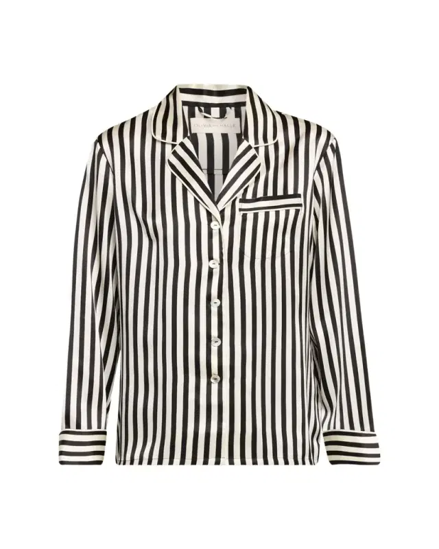 Olivia von Halle Lila Nika Striped Silk Satin Pajama Set