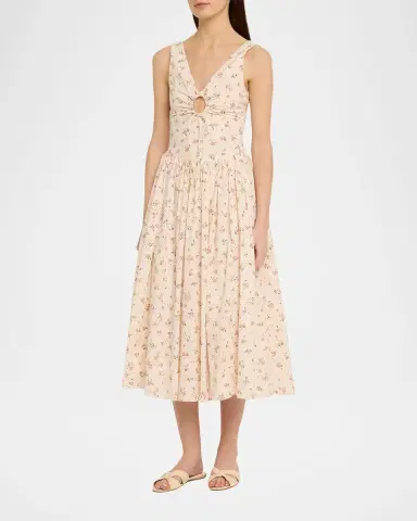 Markarian Penelope Sleeveless Floral Cotton Keyhole Midi Dress | Thumbnail 8 Markarian Penelope Sleeveless Floral Cotton Keyhole Midi Dress | Thumbnail 8