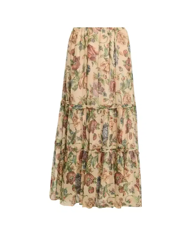 Kobi Halperin Zane Tiered Floral-Print Maxi Skirt