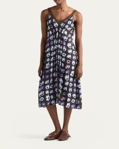 Prada Floral-Print Gathered Sleeveless Midi Dress | Thumbnail 2