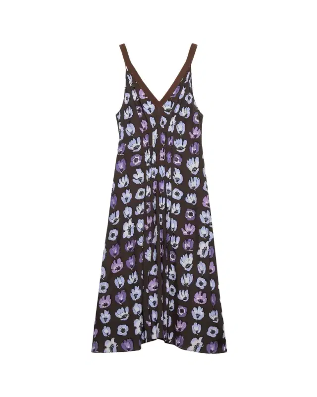 Floral-Print Gathered Sleeveless Midi Dress