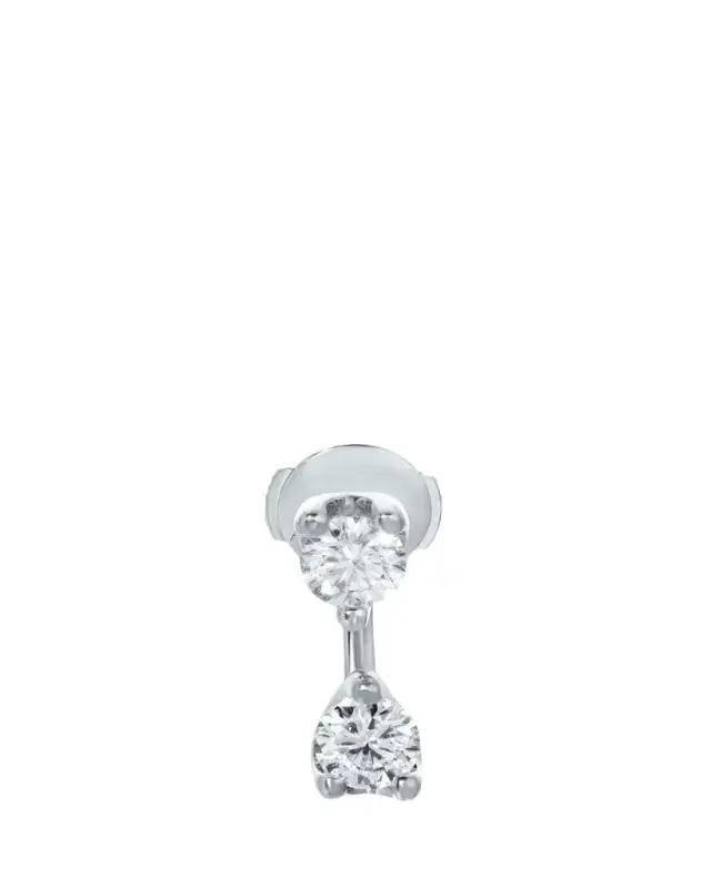 18K White Gold Large Round Diamond Orbit Earring, Single