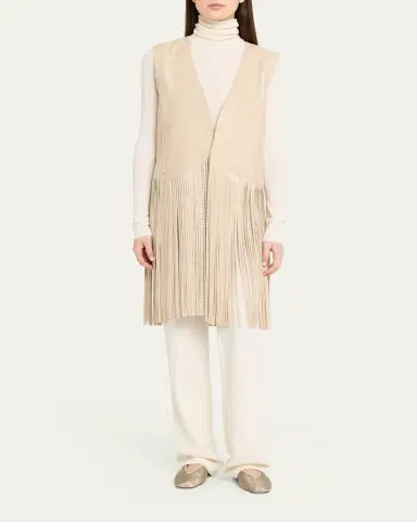 Kobi Halperin Angela Snakeskin Fringe Leather Vest | Thumbnail 2