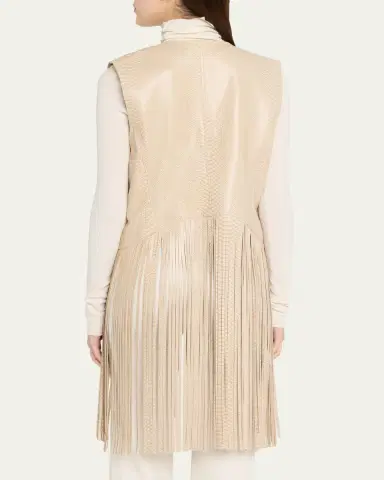 Kobi Halperin Angela Snakeskin Fringe Leather Vest | Thumbnail 3