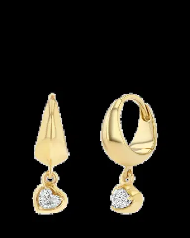 Lizzie Mandler Fine Jewelry Crescent Hoop Earring with Diamond Heart, Single | Thumbnail 2 Lizzie Mandler Fine Jewelry Crescent Hoop Earring with Diamond Heart, Single | Thumbnail 2