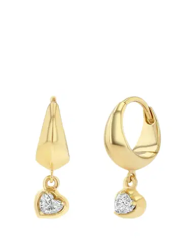Lizzie Mandler Fine Jewelry Crescent Hoop Earring with Diamond Heart, Single | Thumbnail 1 Lizzie Mandler Fine Jewelry Crescent Hoop Earring with Diamond Heart, Single | Thumbnail 1