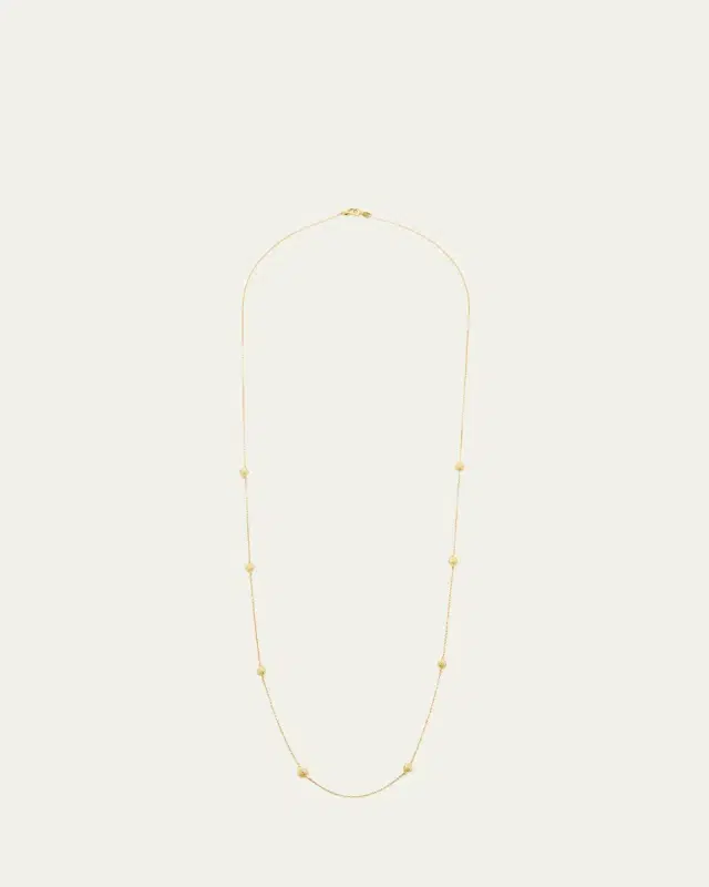 18k Gold Jingle Meditation Bell Necklace, 36"L