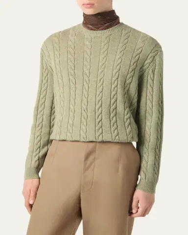 Loro Piana Men's Cedar Cashmere Crewneck Sweater | Thumbnail 4