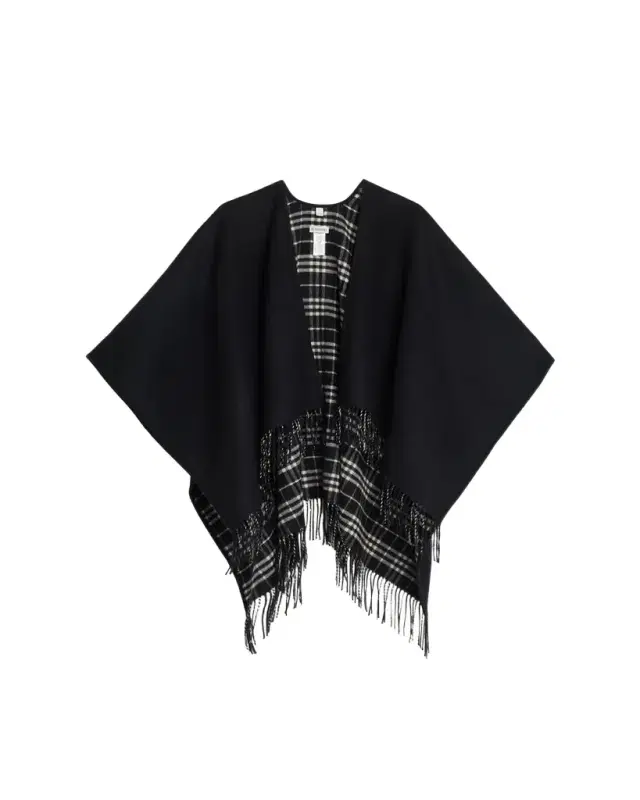 Reversible Check Wool Cape