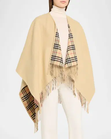 Burberry Reversible Check Wool Cape | Thumbnail 5 Burberry Reversible Check Wool Cape | Thumbnail 5