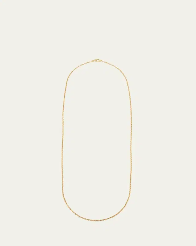 Plain Meditation Bell Necklace in 18K Yellow Gold, 32"L