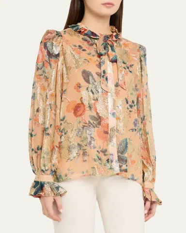 Kobi Halperin Josie Pussybow Floral Blouse | Thumbnail 4