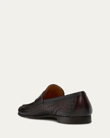 Magnanni Men's Halwell Woven Leather Penny Loafers | Thumbnail 2