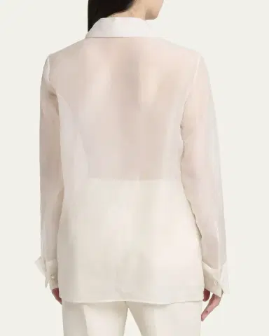 Gabriela Hearst Oriana Silk Organza Bib Blouse | Thumbnail 3 Gabriela Hearst Oriana Silk Organza Bib Blouse | Thumbnail 3