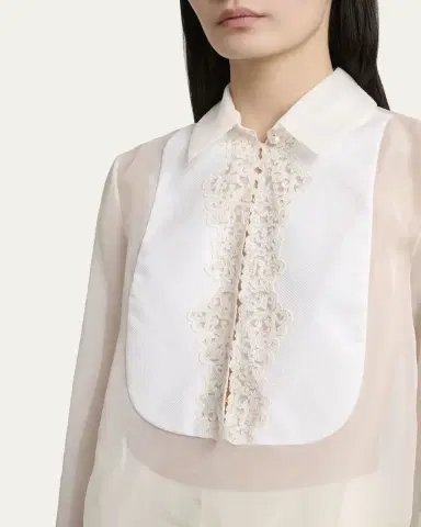 Gabriela Hearst Oriana Silk Organza Bib Blouse | Thumbnail 5 Gabriela Hearst Oriana Silk Organza Bib Blouse | Thumbnail 5