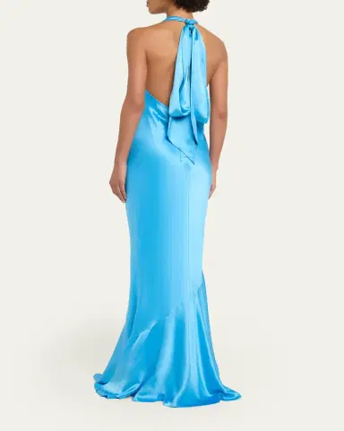 Retrofête Alison Satin Halter Gown | Thumbnail 3 Retrofête Alison Satin Halter Gown | Thumbnail 3
