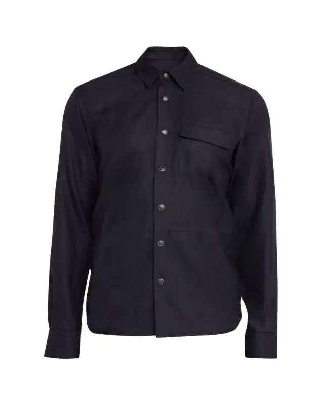 Men's Textured Cashmere and Wool Snap-Front Overshirt