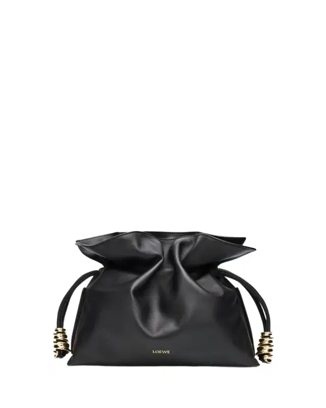 Flamenco Ruched Clutch Bag in Leather