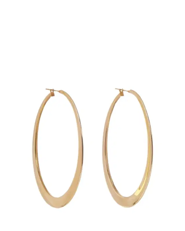 18K Yellow Gold Oversized Oval Crescent Hoop Earrings