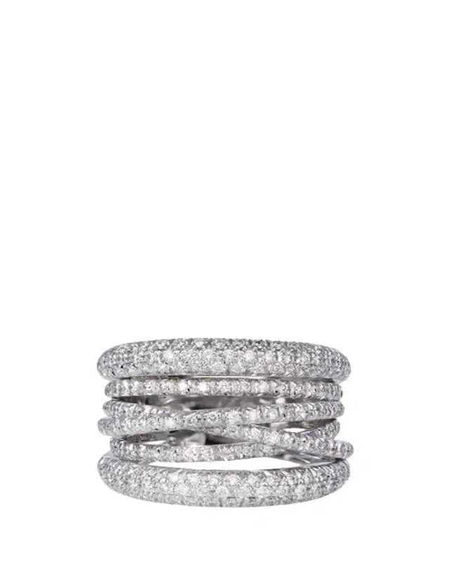SIDNEY GARBER 18K White Gold Diamond Scribble Band Ring