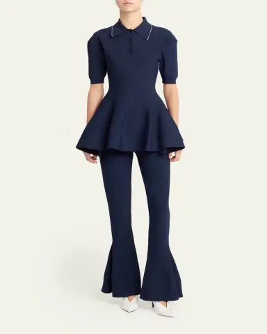 Stella McCartney Compact Knit Peplum Polo Shirt | Thumbnail 2 Stella McCartney Compact Knit Peplum Polo Shirt | Thumbnail 2