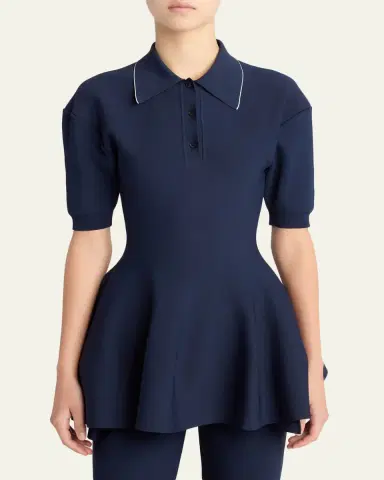 Stella McCartney Compact Knit Peplum Polo Shirt | Thumbnail 4 Stella McCartney Compact Knit Peplum Polo Shirt | Thumbnail 4