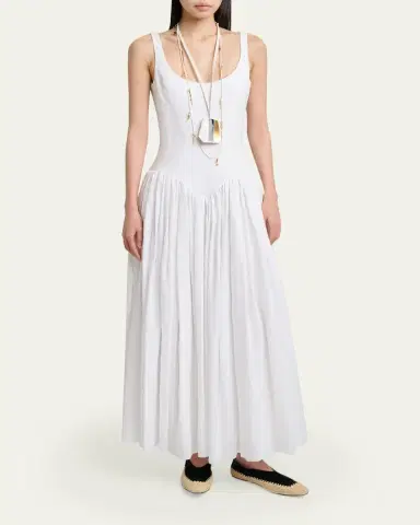 Gabriela Hearst Naia Sleeveless Linen Basque-Waist Maxi Dress | Thumbnail 2