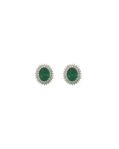 Wish Fine Jewelry 5.45ct Emerald Diamond 18K Gold Halo Stud Earrings | Thumbnail 1