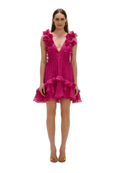 PatBo CHIFFON CARMEN FLOWERS MINI DRESS | Thumbnail 1
