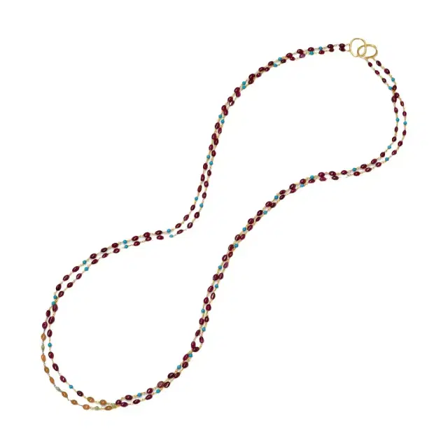 GOSHWARA Goshwara Beyond 18K Yellow Gold Red Spinel and Turquoise Beads Necklace by The Solist