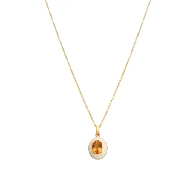 GOSHWARA Goshwara Queen 18K Yellow Gold Oval Citrine Enamel Pendant by The Solist