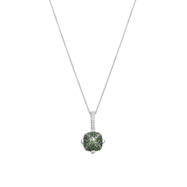 GOSHWARA Goshwara Sugarloaf 18K White Gold Tsavorite and Diamond Pendant by The Solist