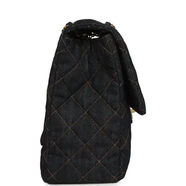 Chanel Chanel XXL Classic Single Travel Flap Bag Dark Blue Denim Brushed Gold Hardware | Thumbnail 3 Chanel Chanel XXL Classic Single Travel Flap Bag Dark Blue Denim Brushed Gold Hardware | Thumbnail 3