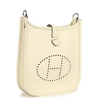 HERMÈS Hermes Evelyne TPM Cream Clemence Palladium Hardware | Thumbnail 2 HERMÈS Hermes Evelyne TPM Cream Clemence Palladium Hardware | Thumbnail 2