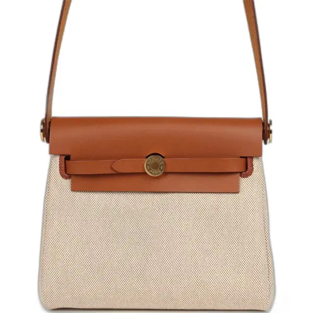 hermes Hermes Herbag Zip 20 Mini Ecru and Beige Toile H Canvas and Fauve Vache Hunter Gold Hardware