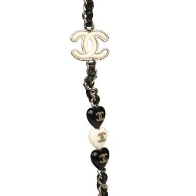 Chanel Pre-owned Chanel Heart Charms Mini Square Flap Bag Black Lambskin Enamel Light Gold Hardware | Thumbnail 8 Chanel Pre-owned Chanel Heart Charms Mini Square Flap Bag Black Lambskin Enamel Light Gold Hardware | Thumbnail 8