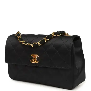Chanel Vintage Chanel Mini Rectangular Flap Bag Black Satin Gold Hardware | Thumbnail 5 Chanel Vintage Chanel Mini Rectangular Flap Bag Black Satin Gold Hardware | Thumbnail 5