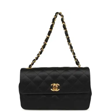 Chanel Vintage Chanel Mini Rectangular Flap Bag Black Satin Gold Hardware | Thumbnail 7 Chanel Vintage Chanel Mini Rectangular Flap Bag Black Satin Gold Hardware | Thumbnail 7