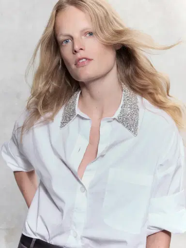 TWP SHIRT/NEXT EX W CRYSTAL COLLAR IN COTTON POPLIN | Thumbnail 2