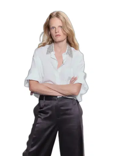 TWP SHIRT/NEXT EX W CRYSTAL COLLAR IN COTTON POPLIN | Thumbnail 1