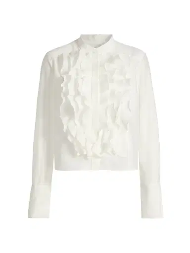 TWP SHIRT/PATTI LS RUFFLE IN COTTON SILK | Thumbnail 1