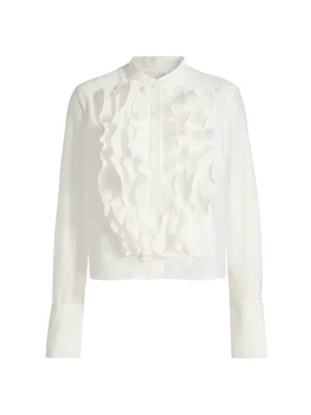 SHIRT/PATTI LS RUFFLE IN COTTON SILK