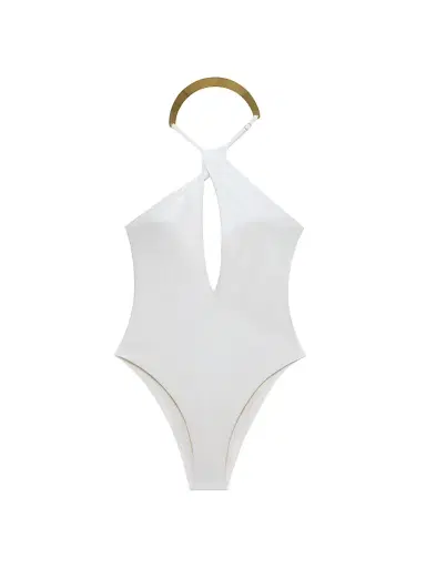 Simkhai Women's Bindi Draped One-Piece Swimsuit - Ivory - Size XS | Thumbnail 1