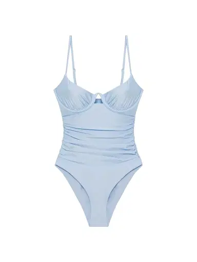 Simkhai Women's Laine Ruched One-Piece Swimsuit - Tidepool - Size XS | Thumbnail 1 Simkhai Women's Laine Ruched One-Piece Swimsuit - Tidepool - Size XS | Thumbnail 1