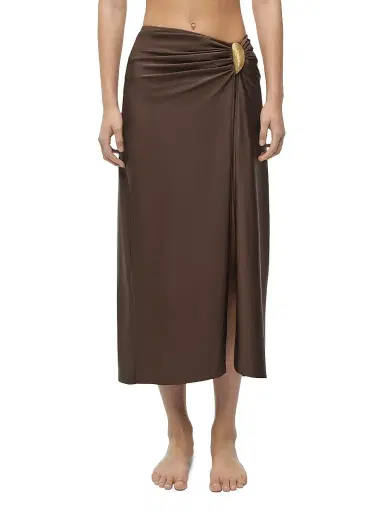 Simkhai Women's Eiana Shell Midi-Skirt - Chocolate - Size XS | Thumbnail 3 Simkhai Women's Eiana Shell Midi-Skirt - Chocolate - Size XS | Thumbnail 3