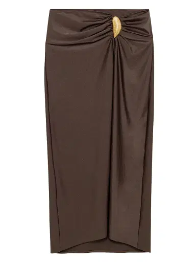 Simkhai Women's Eiana Shell Midi-Skirt - Chocolate - Size XS | Thumbnail 1 Simkhai Women's Eiana Shell Midi-Skirt - Chocolate - Size XS | Thumbnail 1