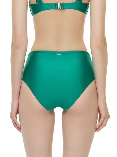 Simkhai Women's Teya High-Rise Ruched Bikini Bottom - Kelly Green - Size Large | Thumbnail 5