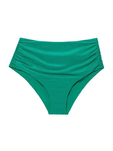 Simkhai Women's Teya High-Rise Ruched Bikini Bottom - Kelly Green - Size Large | Thumbnail 1