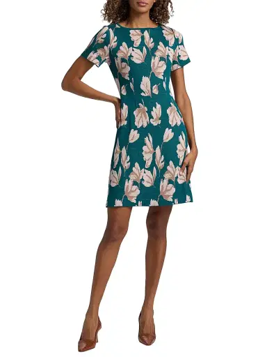 Misook Women's Floral A-Line Minidress - Spruce Cherry Blossom - Size XXL | Thumbnail 2 Misook Women's Floral A-Line Minidress - Spruce Cherry Blossom - Size XXL | Thumbnail 2